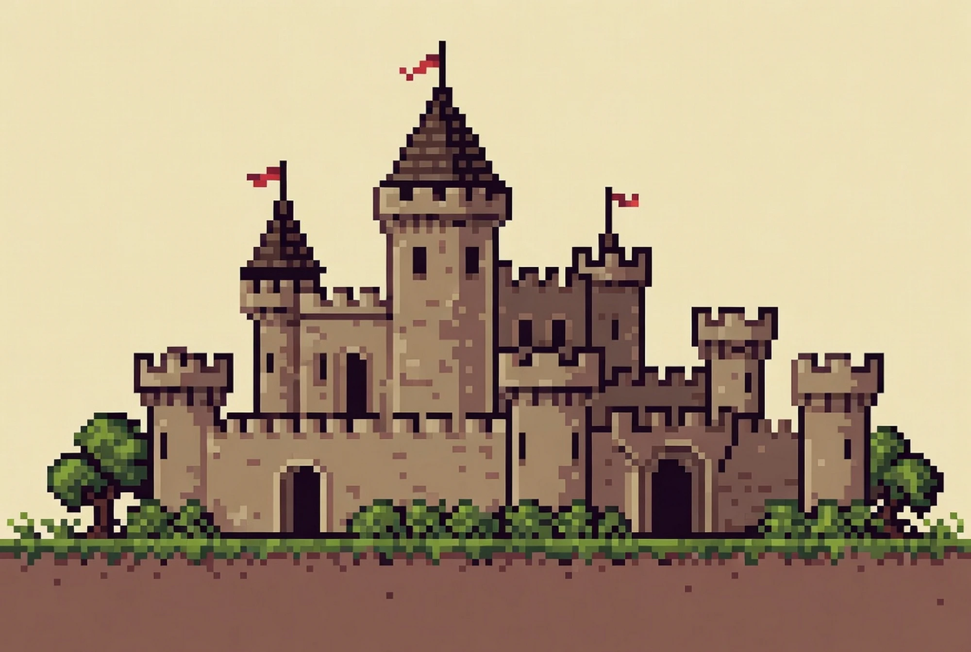 Pixel-art castle keep