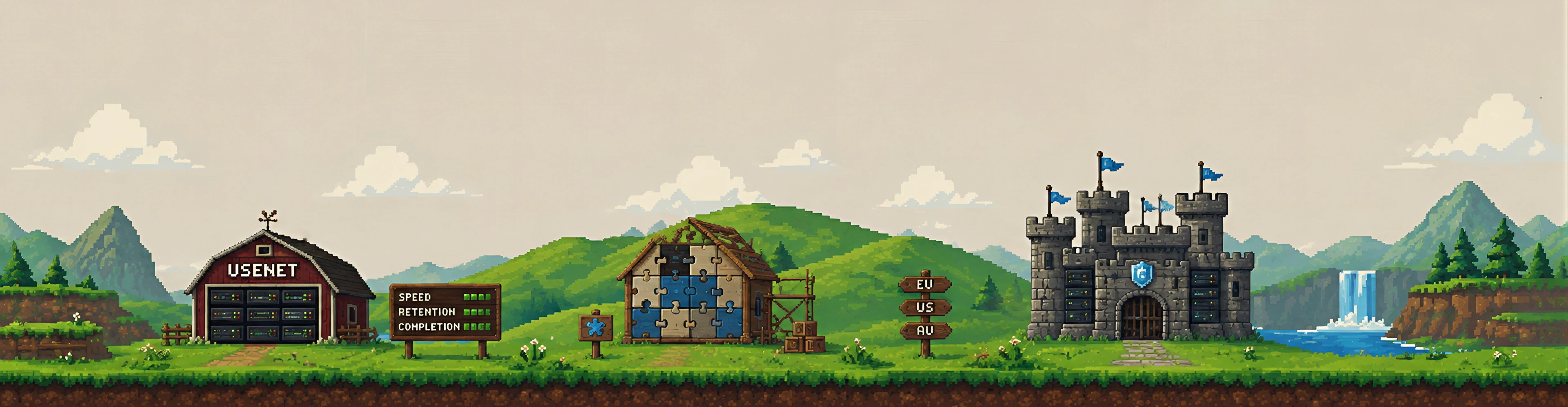 Pixel-art Usenet reviews world