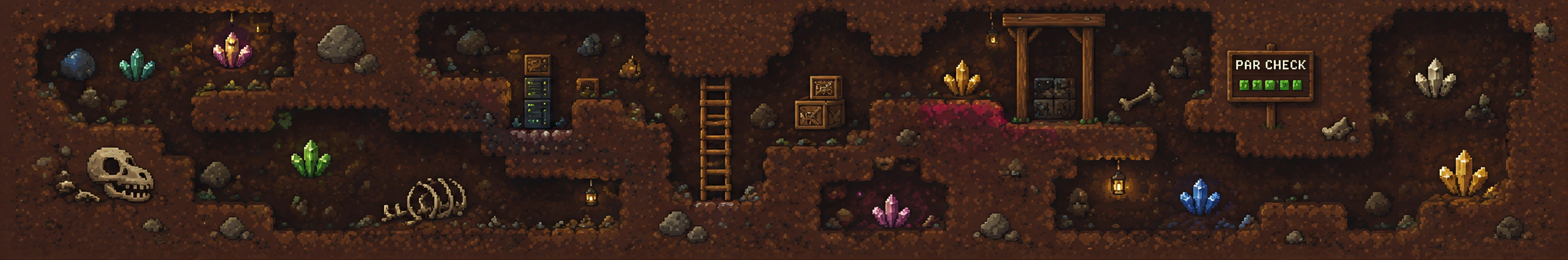 Pixel-art category select scene